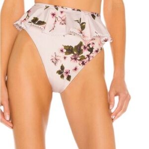 Beach Riot Daisy Ruffled High Rise Waist Bikini Bottom Pink Floral Size Large